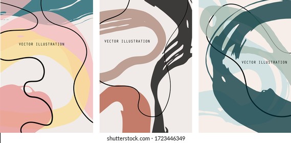 Creative color doodle art header set with different shapes and textures. Collage. Vector Illustration