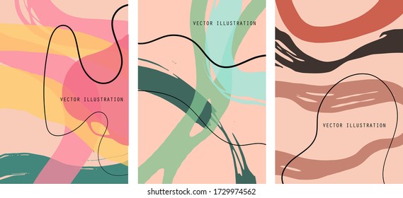 Creative color doodle art header set with different shapes and textures. Collage. Vector Illustration