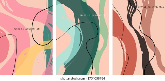 Creative color doodle art header set with different shapes and textures. Collage. Vector Illustration