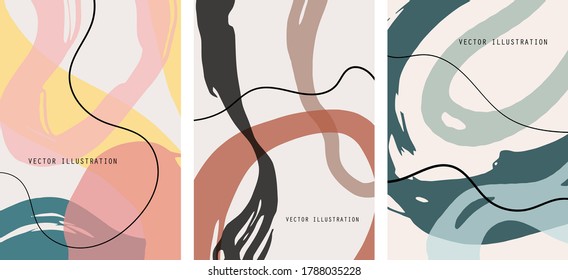 Creative color doodle art header set with different shapes and textures. Collage. Vector Illustration