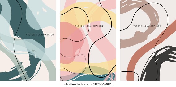 Creative color doodle art header set with different shapes and textures. Collage. Vector Illustration