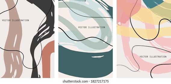 Creative color doodle art header set with different shapes and textures. Collage. Vector Illustration