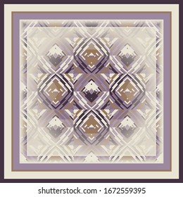 Creative color  geometric pattern, fabric texture, tile. Scarf design. Frame.