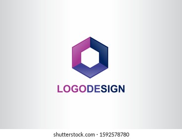 Creative color hexagon vector logo design template