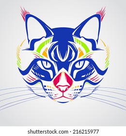 Creative color illustration of cat 