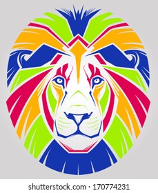 Creative color illustration of lion