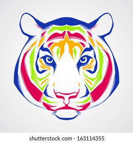 Creative color illustration of tiger head