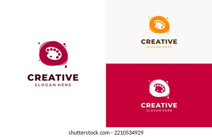 Creative Color Palette Logo Design, Painting Logo Design On Isolated Background