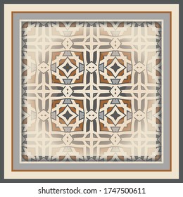 Creative color pattern for decoration. Print for paper wallpaper, tiles, textiles, neckerchief. Scarf design. Frame.