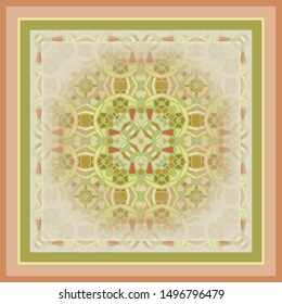 Creative color pattern in pink and green for decoration. Print for paper wallpaper, tiles, textiles, neckerchief. Scarf design.