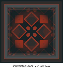 Creative color pattern in red gray black for decoration. Trendy modern pattern for carpet, rug, scarf, shawl , pillow, tiles. Frame. Scarf design. Ideal for interior design as interior painting.