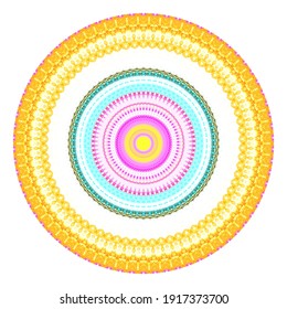 El símbolo de redondeo apunta a un color creativo. Resumen del logo de verano. El círculo marca el icono del arte moderno. Ilustración de resorte de adorno de patrón eps10.