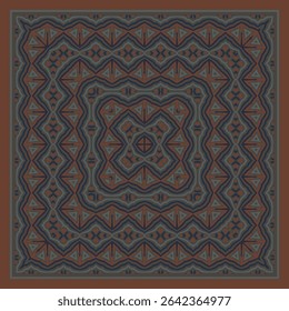 Creative color square pattern in brown gray blue for decoration. Print for paper wallpaper, tiles, textiles, neckerchief. Frame.