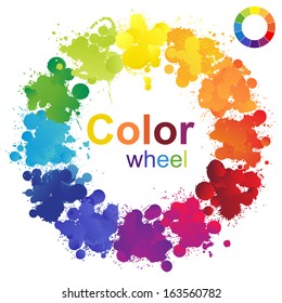 Creative color wheel made from paint splashes
