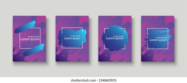 Creative colored card, invitation, frame for text. Futuristic texture, brush stroke. Vector illustration.