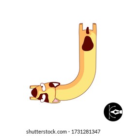 Creative colored cartoon dog and sausage vector alphabet.