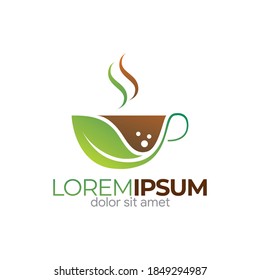 Creative colored green tea cup Logo template