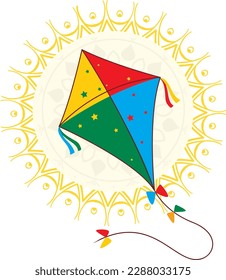 Creative colored kite icon with suvo noboborsho bangla new year vector