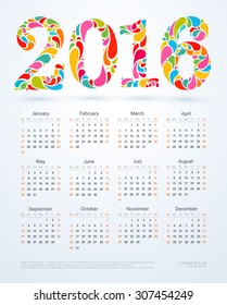 Creative colorful 2016 calendar design