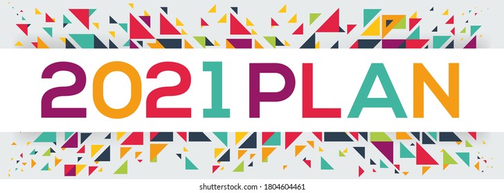 diseño de texto creativo colorido (plan 2021), escrito en inglés, ilustración vectorial.