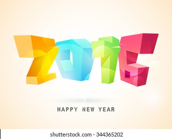 Creative colorful 3D text 2016 on shiny background for Happy New Year celebration.