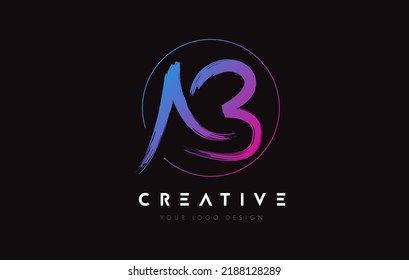 Creative Colorful AB Brush Letter Logo Design. Artistic Handwritten Brush Letters Logo Concept Vector. 