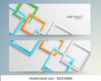 Diseño creativo colorido y abstracto decorado cabecera o conjunto de banners de la web.