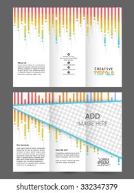 Creative colorful abstract design decorated, professional Business Trifold, Flyer, Banner or Template with front and back presentation.