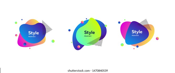 Creative colorful abstract forms. Dynamical colored forms. Gradient banners with flowing liquid shapes. Template for design of landing page, placard or presentation. Vector illustration