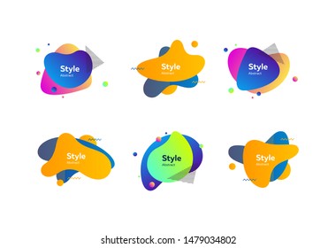 Creative colorful abstract forms. Dynamical colored forms. Gradient banners with flowing liquid shapes. Template for design of landing page, placard or presentation. Vector illustration
