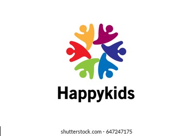 Creative Colorful Abstract Happy People Logo Design Symbol Vector Illustration