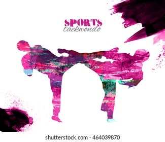 Creative colorful abstract illustration of Judo Karate Fighters for Sports concept.