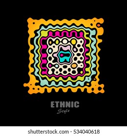 Creative colorful abstract pattern may use as logo. Vector illustration with wavy strips and  place for text. Retro style.