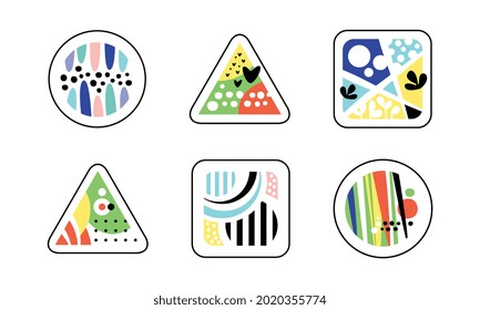 Formas abstractas de color creativas en conjunto de vectores de formularios geométricos