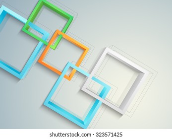Creative colorful Abstract square on glossy background.