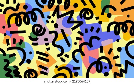 Creative and colorful abstract vector background with various line shapes pattern