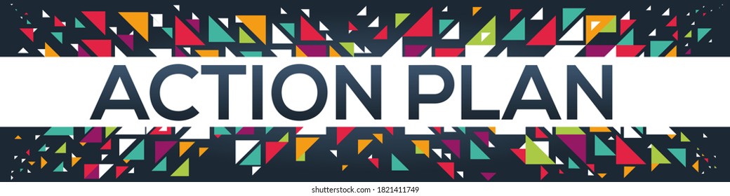 creative colorful (action plan) text design ,written in English language, vector illustration.