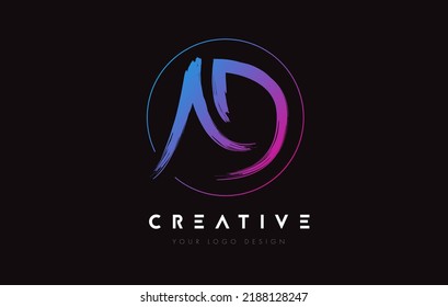 Creative Colorful AD Brush Letter Logo Design. Artistic Handwritten Brush Letters Logo Concept Vector. 
