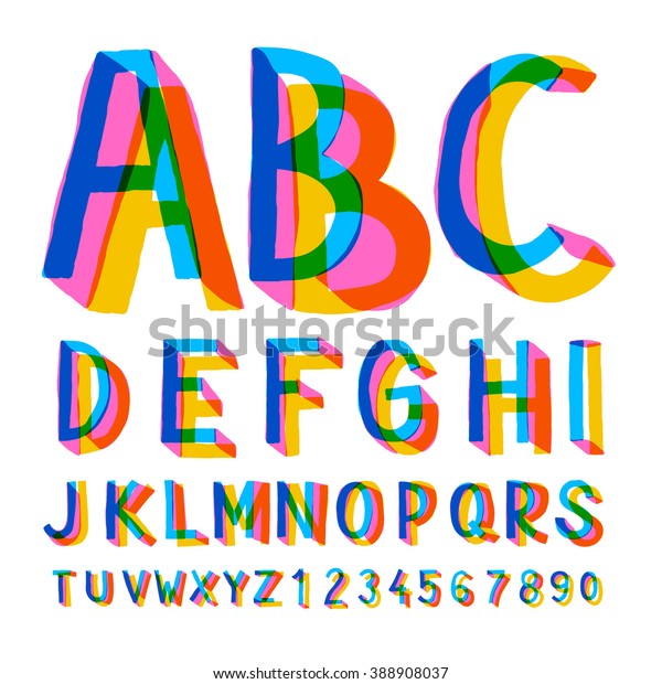 Creative Colorful Alphabet Numbers Vector Illustration Stock Vector ...