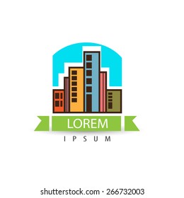 Creative colorful architecture city logo design. Trendy business concept. Vector logotype for your company. Artistic building icon.
