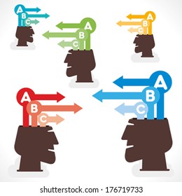 creative colorful arrow out from human head concept vector