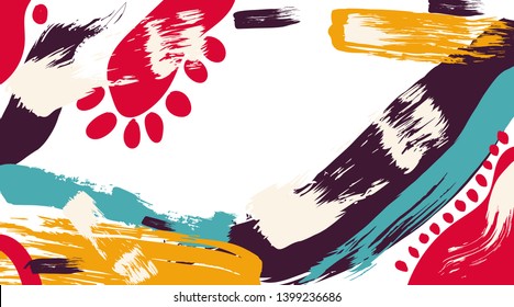 Creative colorful artistic background with brush strokes. Bright banner, invitation, postcard, etc.