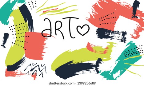 Fondo artístico colorido creativo con pinceladas. Anuncio brillante, invitación, postal, etc.