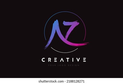 Creative Colorful AZ Brush Letter Logo Design. Artistic Handwritten Brush Letters Logo Concept Vector. 