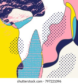 Creative colorful background with patterns. Collage. Design for prints, posters, cards, etc. Vector.