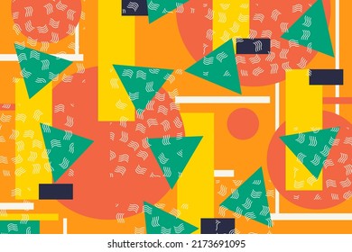 Creative colorful background with triangles, squares and circles. Abstract collage design for prints, posters,cards,etc. Vector illustration.