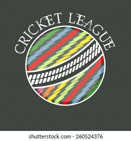 Creative colorful ball on abstract background for Cricket League concept.