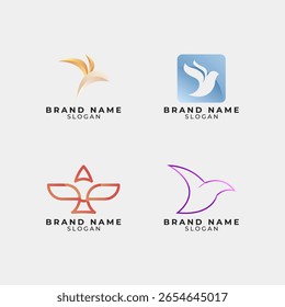 Colección colorida creativa del logotipo del pájaro con el gradiente. Estilo Diseño moderno minimalista para uso empresarial y empresarial