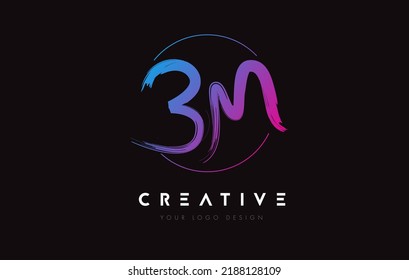 Creative Colorful BM Brush Letter Logo Design. Artistic Handwritten Brush Letters Logo Concept Vector. 