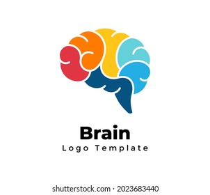Creative colorful brain vector logo template. Abstract educational sign. Thinking concept. Medical symbol. Generating ideas graphic element. 